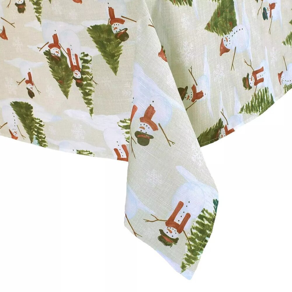 St Nicholas Square Yuletide Snowman Tablecloth